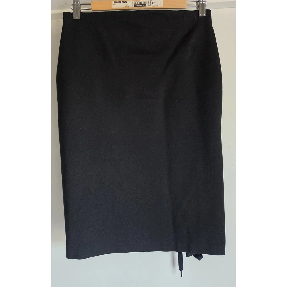 Guess Black Skirt Size M Solid Midi Pencil Straight Women Lace up Detail